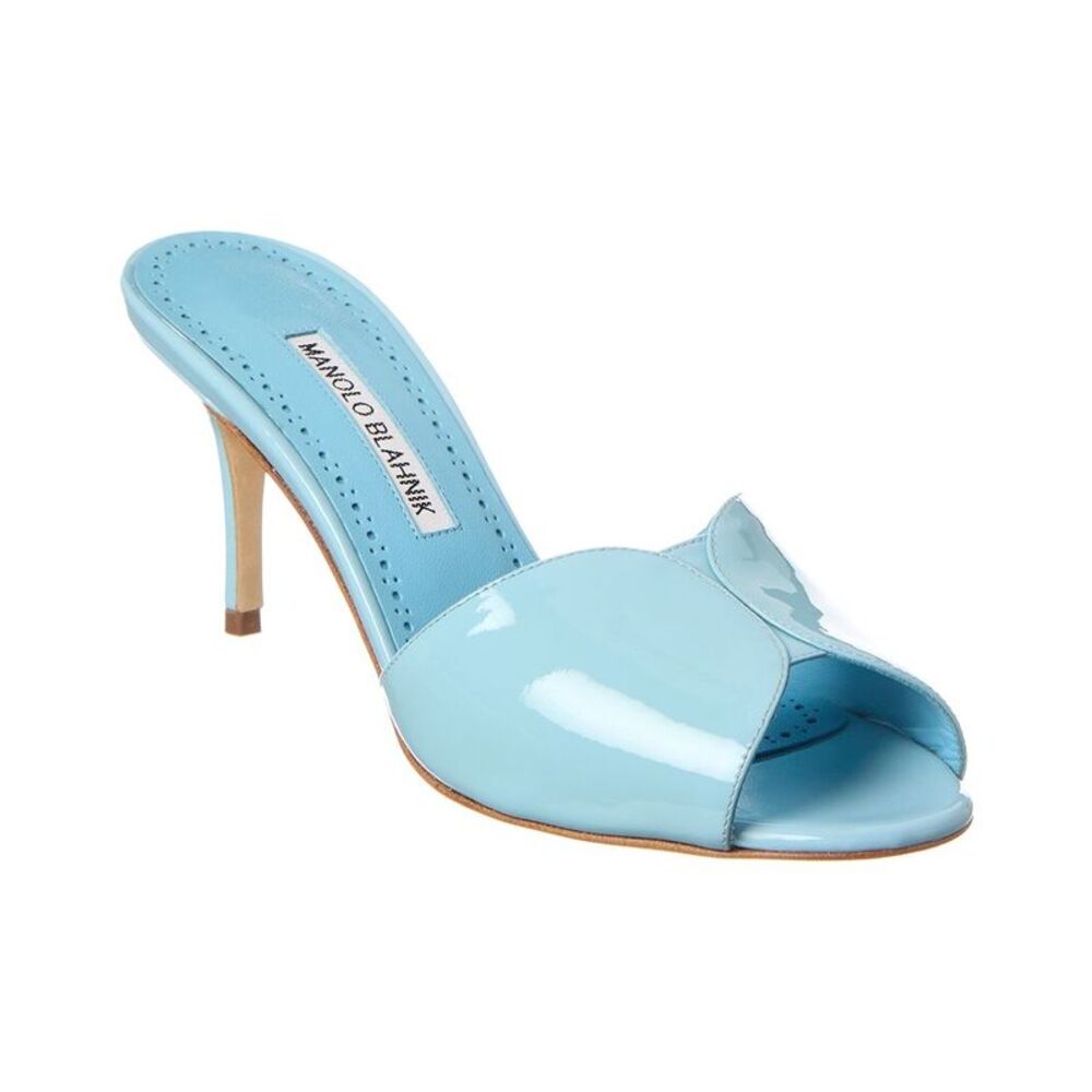 Manolo Blahnik Houramu 70 Patent Sandal, Blue